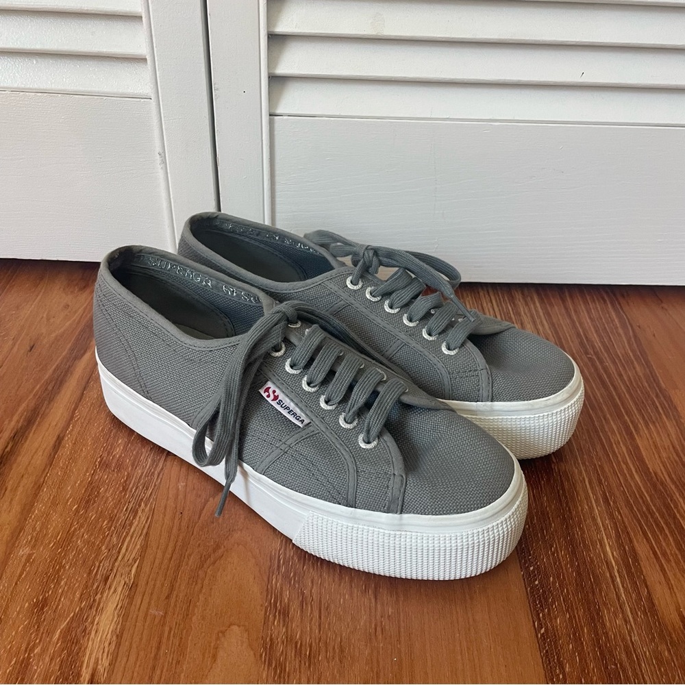 Superga Grey Sage Platform Sneaker